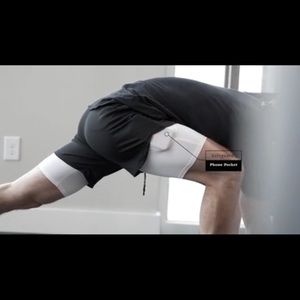 NWT Two (2) Men’s Athletic Shorts with Built in Compression Shorts, Size Large